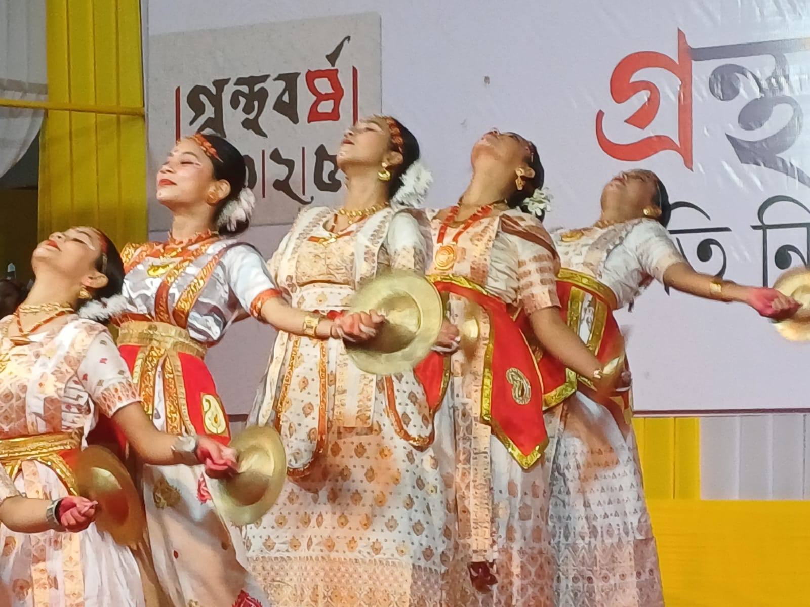 Classical Assamese dance performance with cymbals